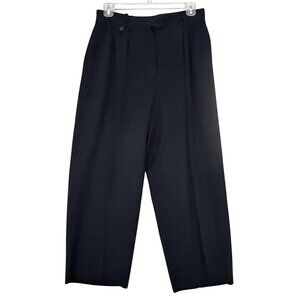 Via Seta Pants Womens 14 Black Silk Pleated High Rise Lined Dress Trousers